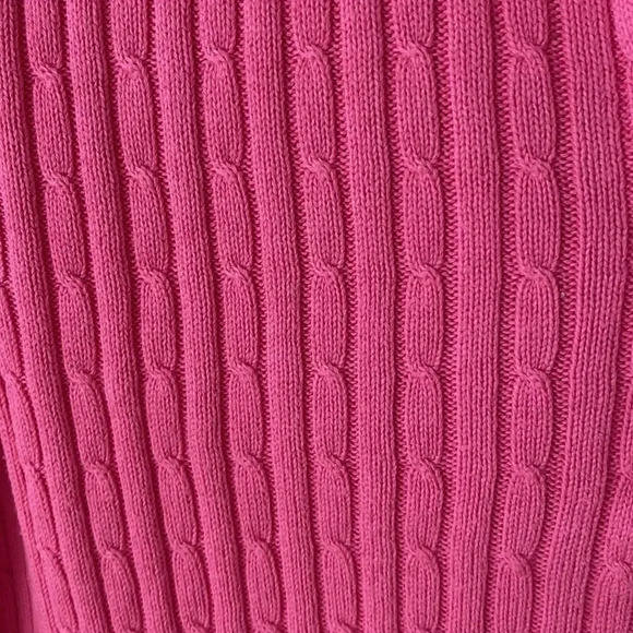Liz Claiborne Braided Knit Collared Zip Up Sweater Pullover Cardigan Pink Size L - Picture 5 of 16